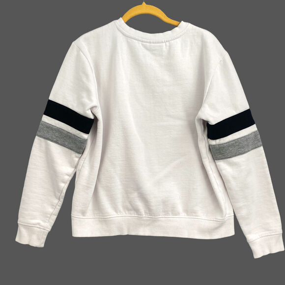 VTG FILA Sweatshirt Lg Y2K White Spell Out Stripe Streetwear Retro Sport Hip hop - Picture 2 of 12